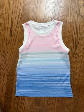 Lucky in Love Pink to Blue Ombre Stripe Tank